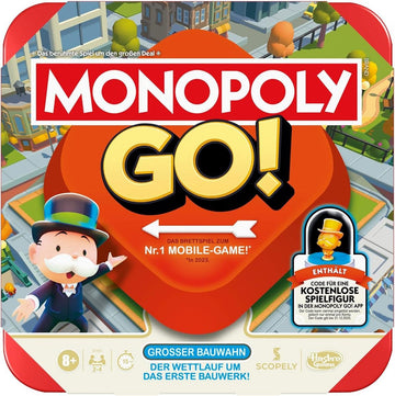 Monopoly GO! Brettspiel - Deutsche Version, Spiel zur beliebten Online-Version, schnelles Strategiespiel für die ganze Familie, lustige für 2 bis 4 Spieler