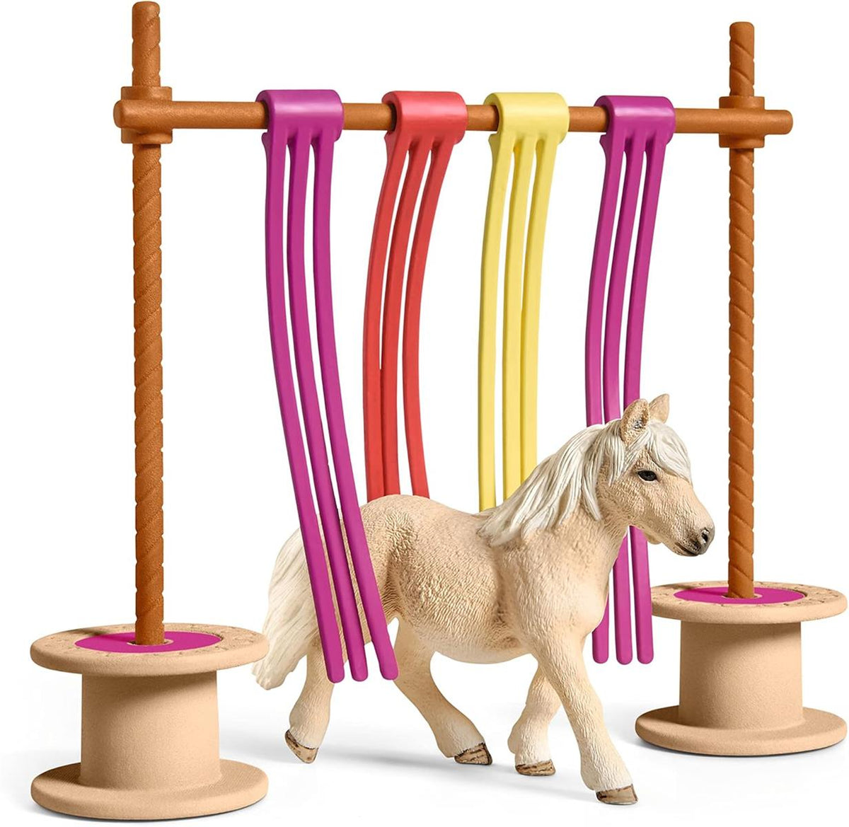 SCHLEICH 42484 Pony Flattervorhang, ab 3 Jahren, Farm World - Spielset, 11 Teile