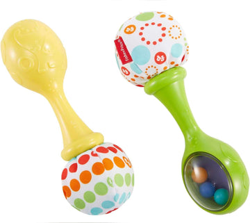 Fisher-Price Rumba-Rasseln - Set aus 2 Rasseln mit bunten Perlen und weichen Griffen, fördert die sensorische Entwicklung und Feinmotorik, für Babys ab 3 Monaten, BLT33
