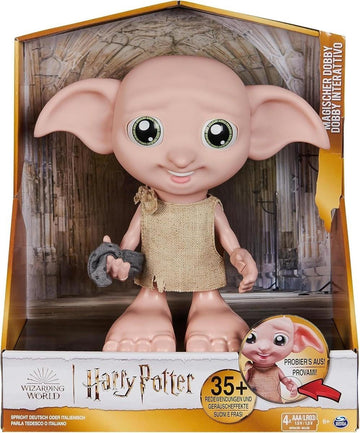 Wizarding World Harry Potter - Interaktiver Dobby Hauself Puppe mit über 30 Geräuschen, Sätzen und Bewegungen, Deutsch-Italienisch, Spielzeug für Kinder ab 6 Jahren, Fanartikel