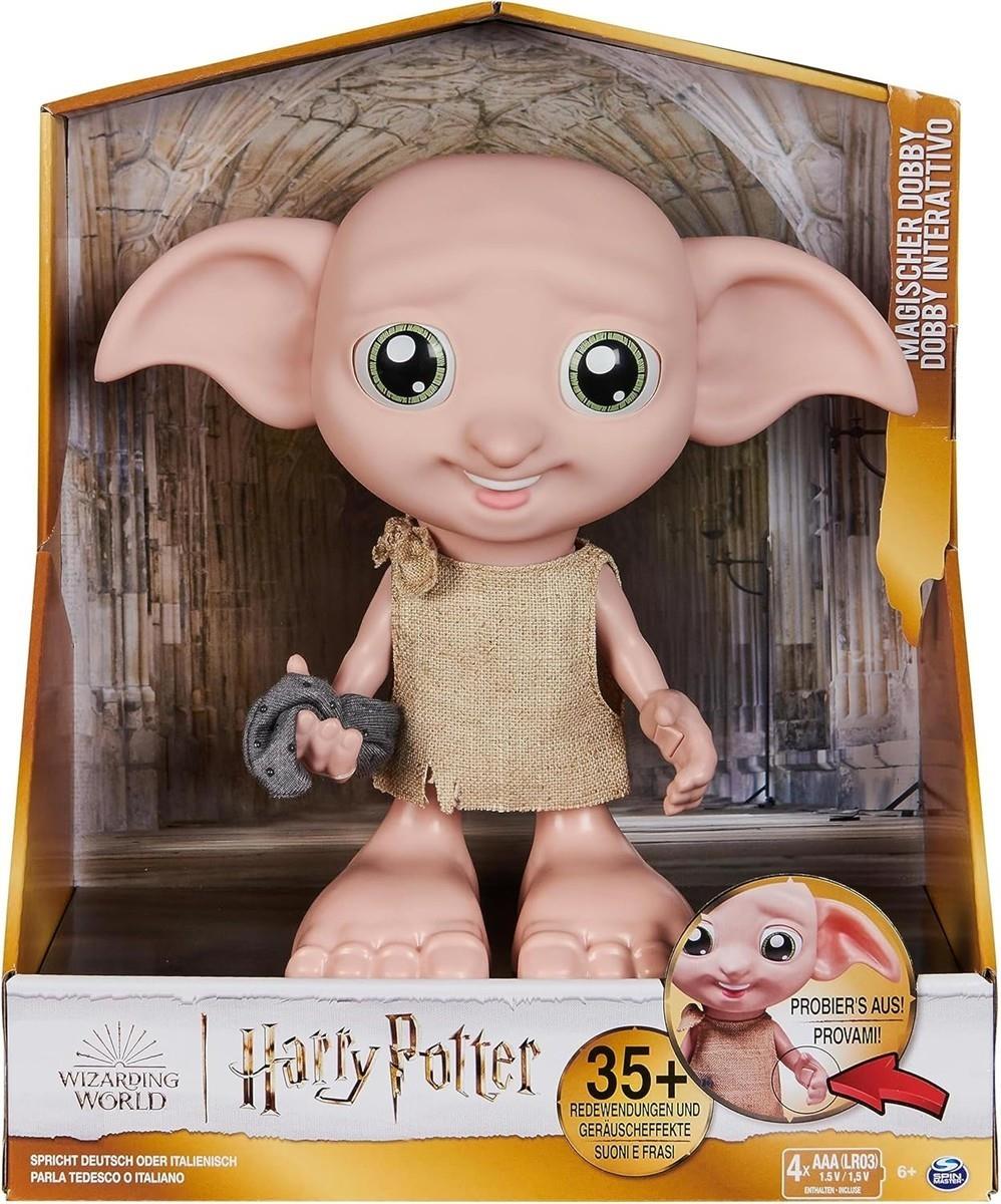 Wizarding World Harry Potter - Interaktiver Dobby Hauself Puppe mit über 30 Geräuschen, Sätzen und Bewegungen, Deutsch-Italienisch, Spielzeug für Kinder ab 6 Jahren, Fanartikel