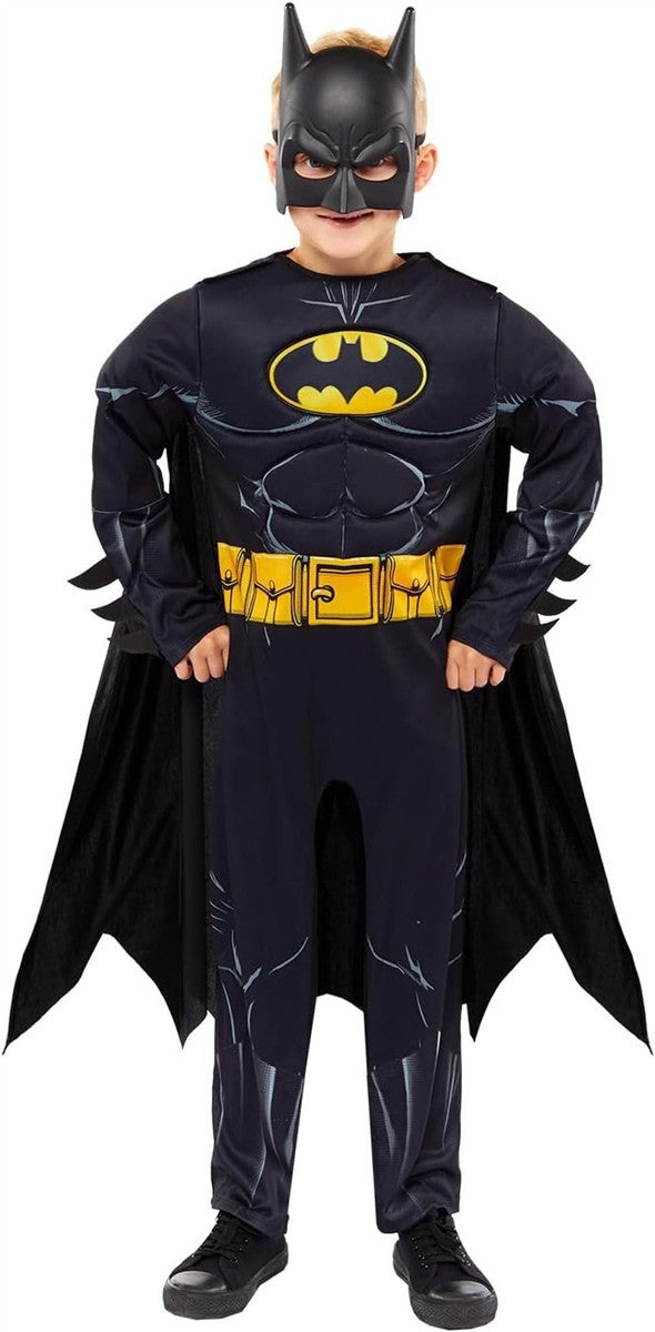 amscan offiziell lizenziertes Comic Muskelbrust Batman Kostüm Kinder Jungen 6-8 Jahre
