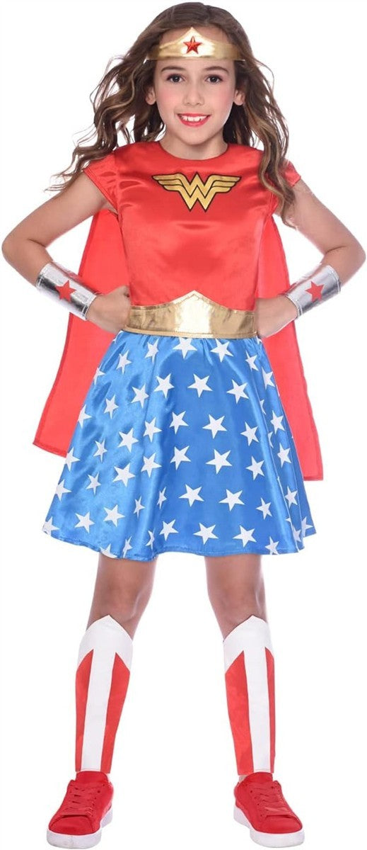 amscan Kind Wunderfrau Wonder Woman Verrücktes Kleid Kostüm Alter: 4-6 Jahre Rot Größe 110