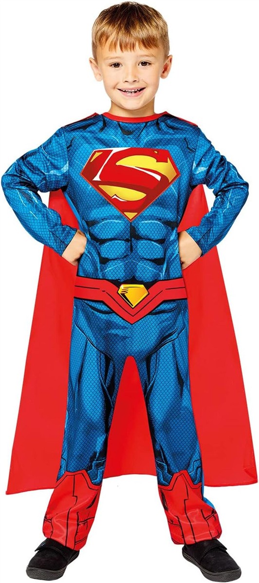 amscan offizielles Superman Kostüm für Kinder 8-10 Jahre Größe 134
