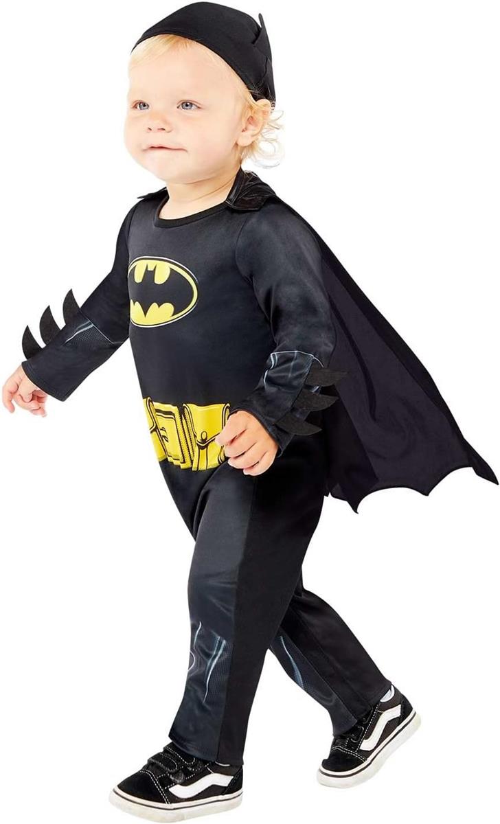 Amscan Baby-Kostüm Batman Strampelanzug Umhang Mütze Super Heroes Motto-Party Karneval Größe 80, 6-12 Monate