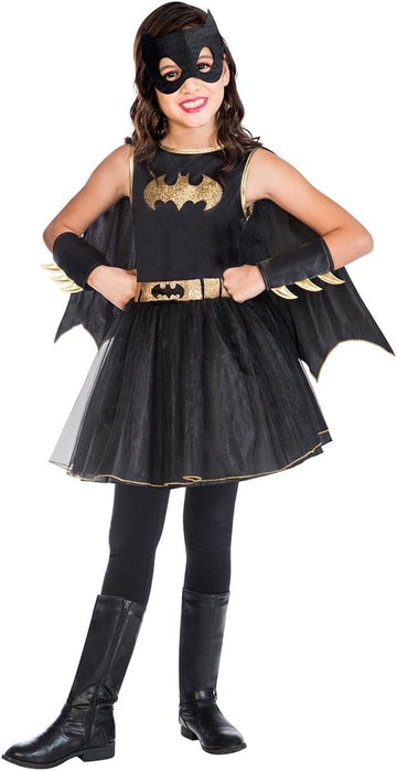 amscan Mädchen Kinderkostüm Batgirl Amscan - Kinderkostüm Batgirl, Kleid, Umhang, Arm- und Beinstulpen, Maske, Super Heroes, Motto-Party, Karneval 3-4 Jahre
