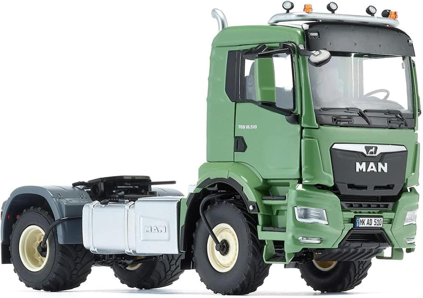 WIKING 077650 MAN TGS 18.510 4x4 BL 2-Achs Zugmaschine, Modell-Lkw, 1:32, Metall/Kunststoff, Ab 14 Jahre, Viele Funktionen, Inkl. Reifendruck-Regelanlage, Schwenkbarer Kühlergrill, Grün (Ackerdiesel)