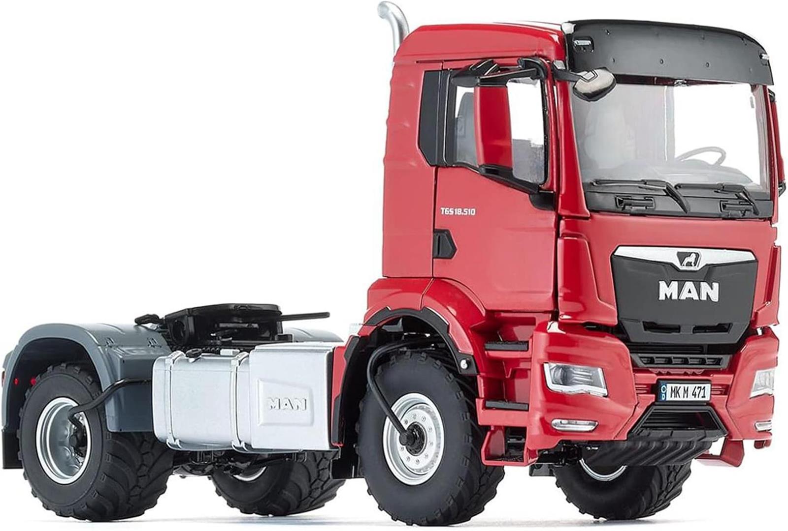 WIKING 077650 MAN TGS 18.510 4x4 BL 2-Achs Zugmaschine, Modell-Lkw, 1:32, Metall/Kunststoff, Ab 14 Jahre, Viele Funktionen, Inkl. Reifendruck-Regelanlage, Schwenkbarer Kühlergrill, rot