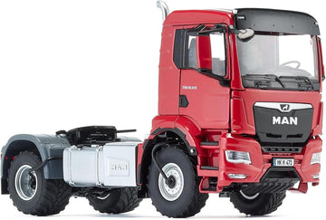 WIKING 077650 MAN TGS 18.510 4x4 BL 2-Achs Zugmaschine, Modell-Lkw, 1:32, Metall/Kunststoff, Ab 14 Jahre, Viele Funktionen, Inkl. Reifendruck-Regelanlage, Schwenkbarer Kühlergrill, rot