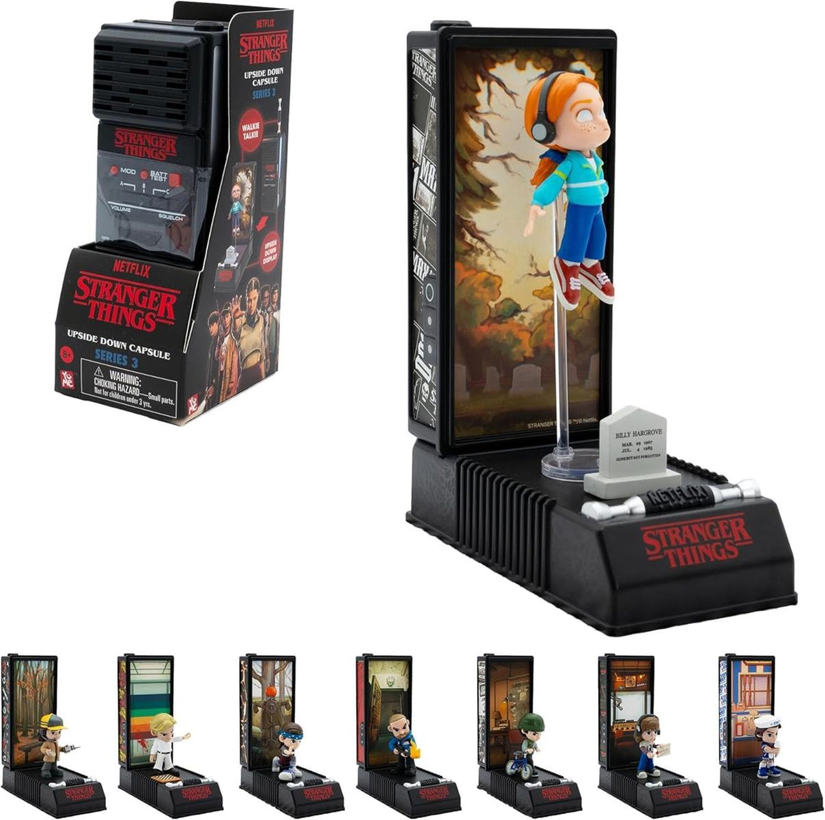 YuMe Stranger Things Walkie-Talkie zum Sammeln | Reversible Minifigur Capsule Series 3 und Display | Netflix Merchandise | Geschenkspielzeug für Kinder, Erwachsene und Fans der Serie