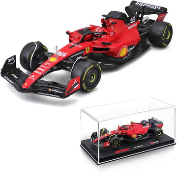 Bburago Formel 1 Ferrari SF-23 (2023: Modellauto Maßstab 1:24 von Fahrer #16 Charles Leclerc Hardcase 26 cm rot (18-26808L)