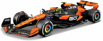 Bburago Formel 1 McLaren MCL38 (2024): Modellauto im Maßstab 1:24, mit Fahrer #4 Lando Norris, Hardcase, 26,1 cm, orange schwarz (18-28033N)