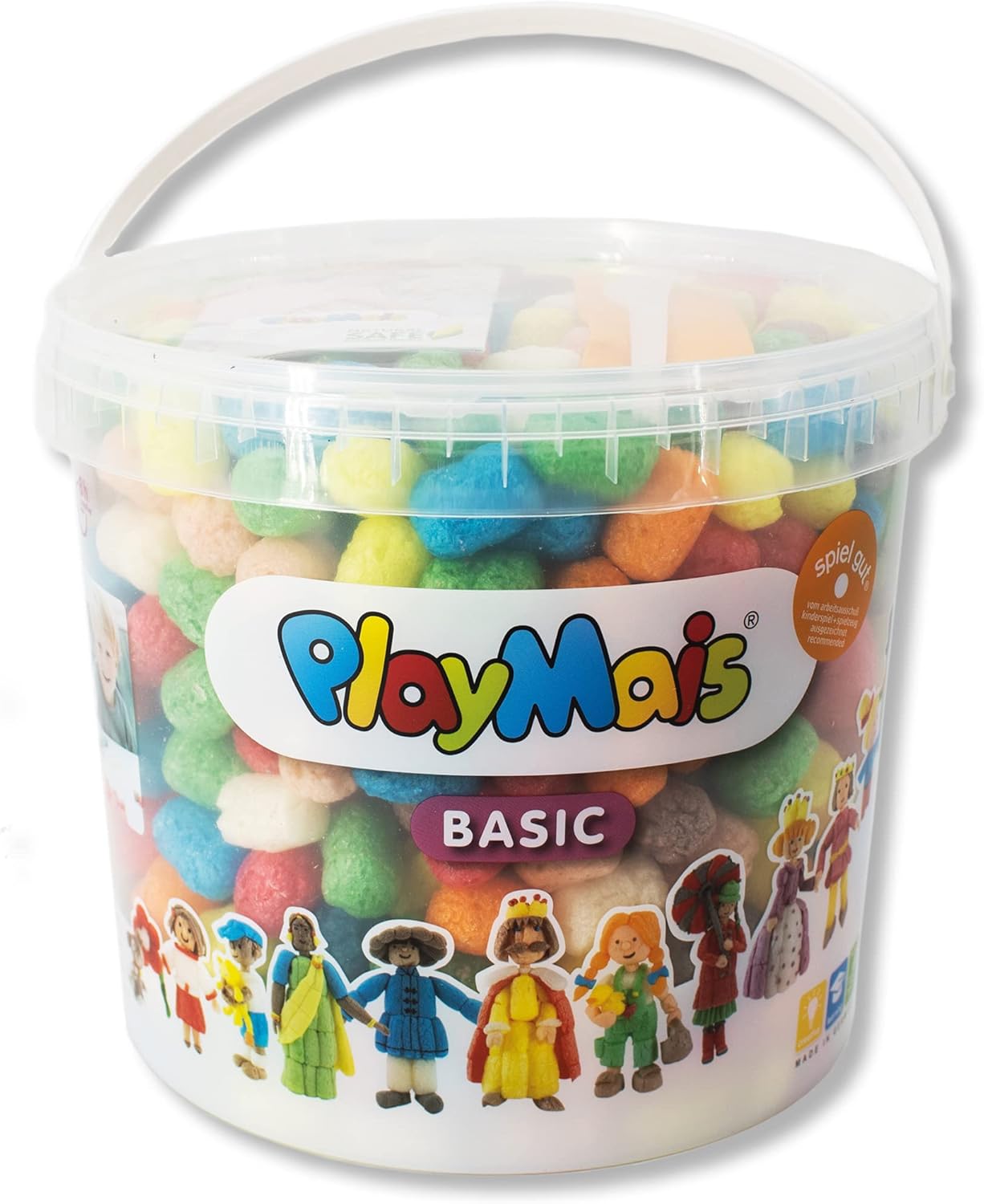 Playmais Basic 500 Bastelset für Kinder ab 3 Jahren | Basteleimer mit über 500 Stück zum Basteln | Natürliches Spielzeug | Fördert Kreativität & Motorik | Geschenk für Mädchen & Jungen