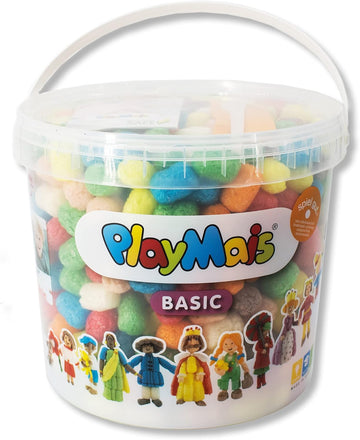 Playmais Basic 500 Bastelset für Kinder ab 3 Jahren | Basteleimer mit über 500 Stück zum Basteln | Natürliches Spielzeug | Fördert Kreativität & Motorik | Geschenk für Mädchen & Jungen