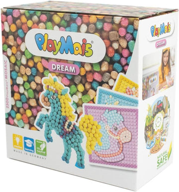 Playmais MOSAIC Dream Pony Kreativ-Set zum Basteln für Kinder ab 5 Jahren | Über 2.300 Stück & 6 Mosaik Klebebilder mit süßen Ponys | Fördert Kreativität & Feinmotorik | Natürliches Spielzeug