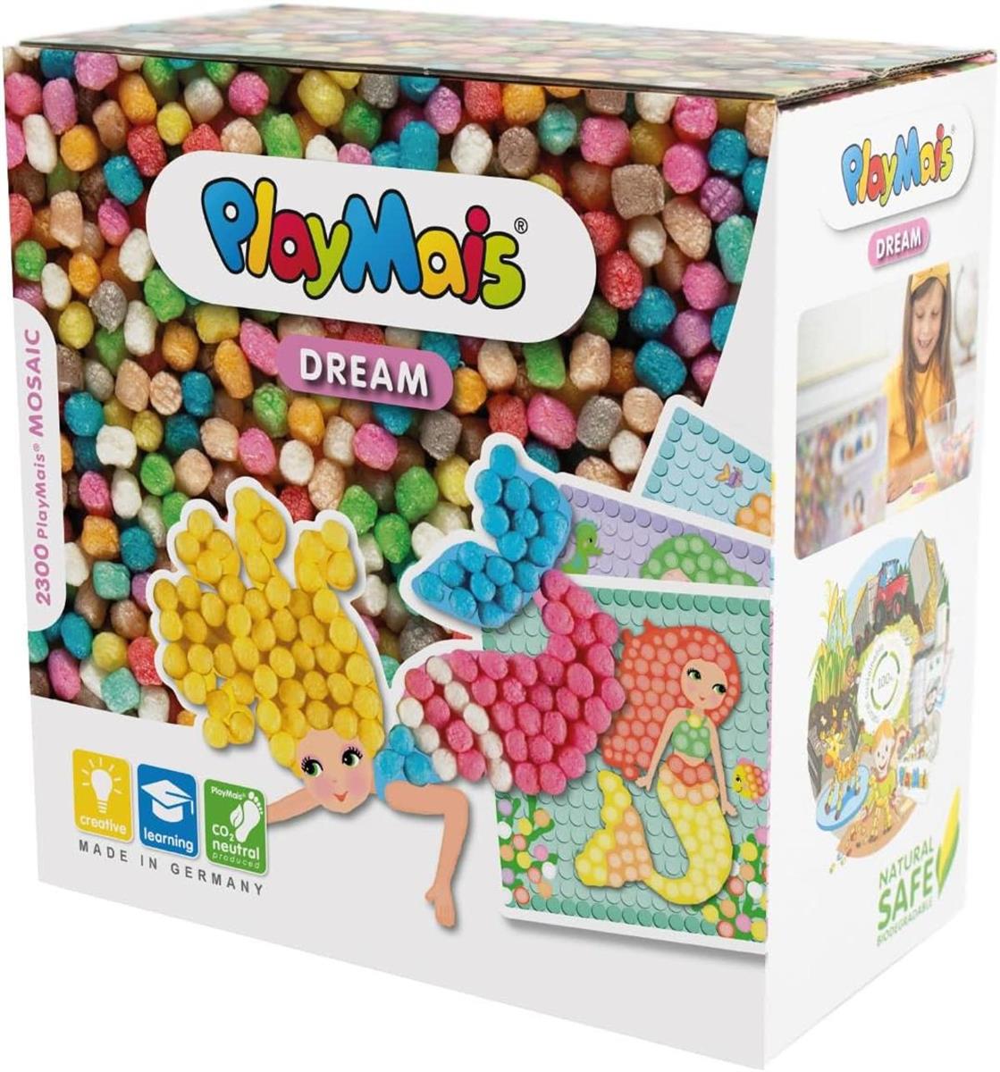 Playmais MOSAIC Dream Mermaid Kreativ-Set zum Basteln für Kinder ab 5 Jahren | Über 2.300 Stück & 6 Mosaik Klebebilder mit Meerjungfrauen | Fördert Kreativität & Feinmotorik | Natürliches Spielzeug
