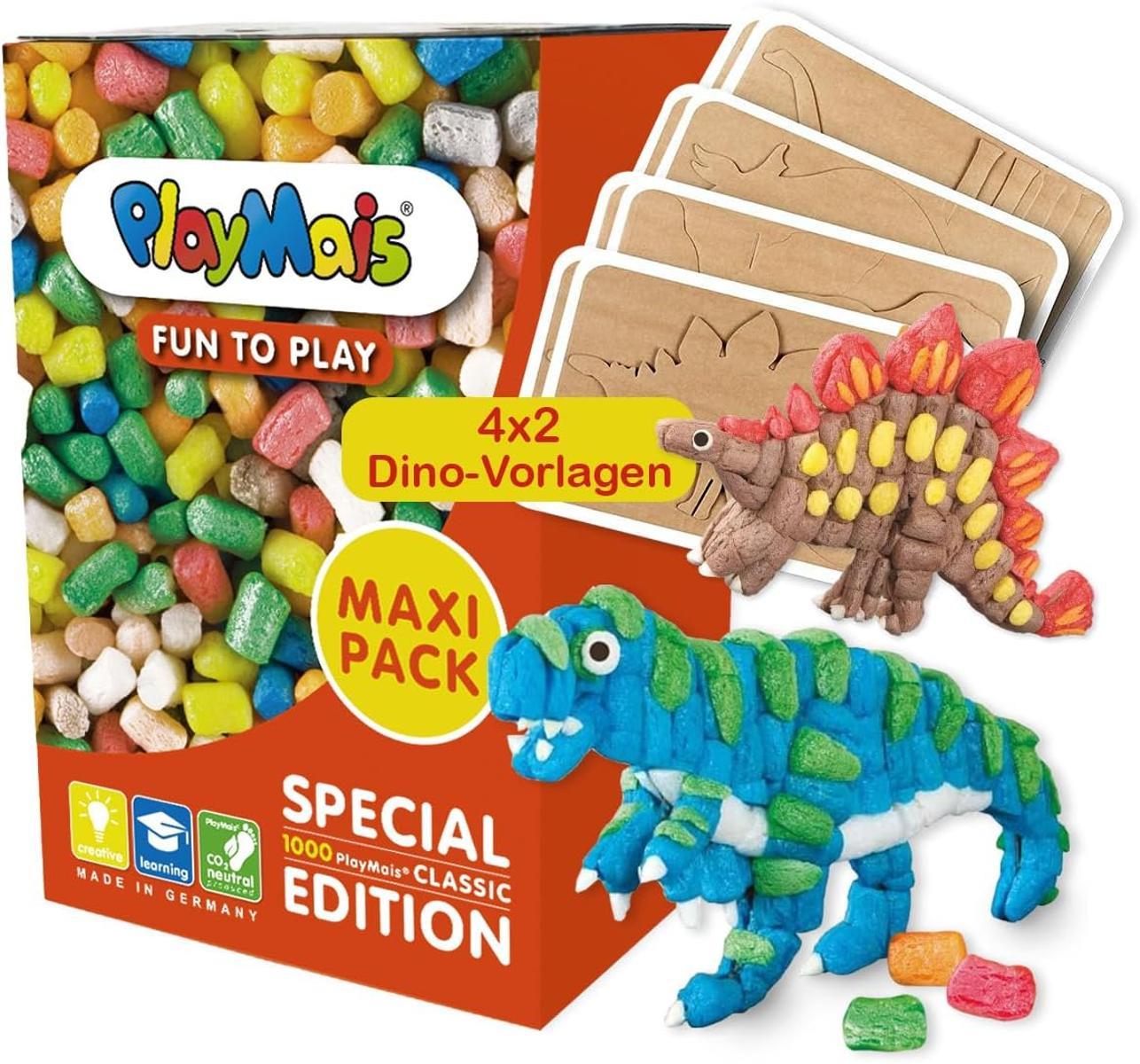 Playmais Fun to Play MAXI PACK 3in1 für Kinder ab 3 Jahren | Motorik-Spielzeug mit 1000 Classic, 8 Vorlagen & Anleitungen | Natürliches Spielzeug | Fördert Kreativität & Feinmotorik