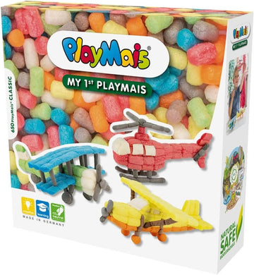 Playmais BASIC My 1st Flight Bastelset für Kinder ab 3 Jahren I Motorik-Spielzeug mit 650 Stück, Zubehör & Anleitung I Natürliches Spielzeug I Fördert Kreativität & Feinmotorik