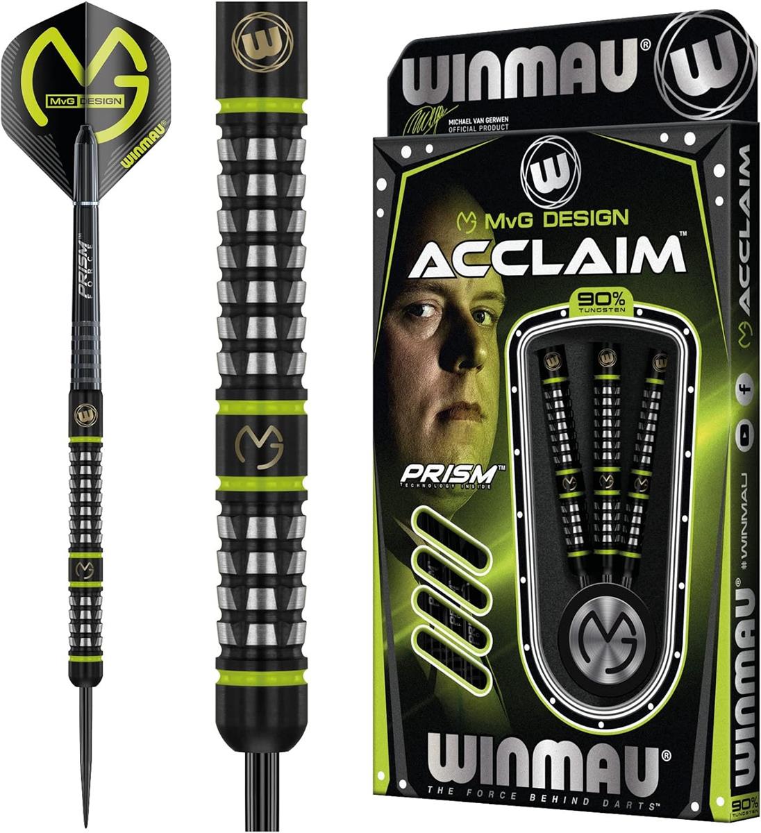 WINMAU MvG Acclaim Dartpfeile mit Wolframstahlspitze, 25 g, Set mit Flights und Schäften