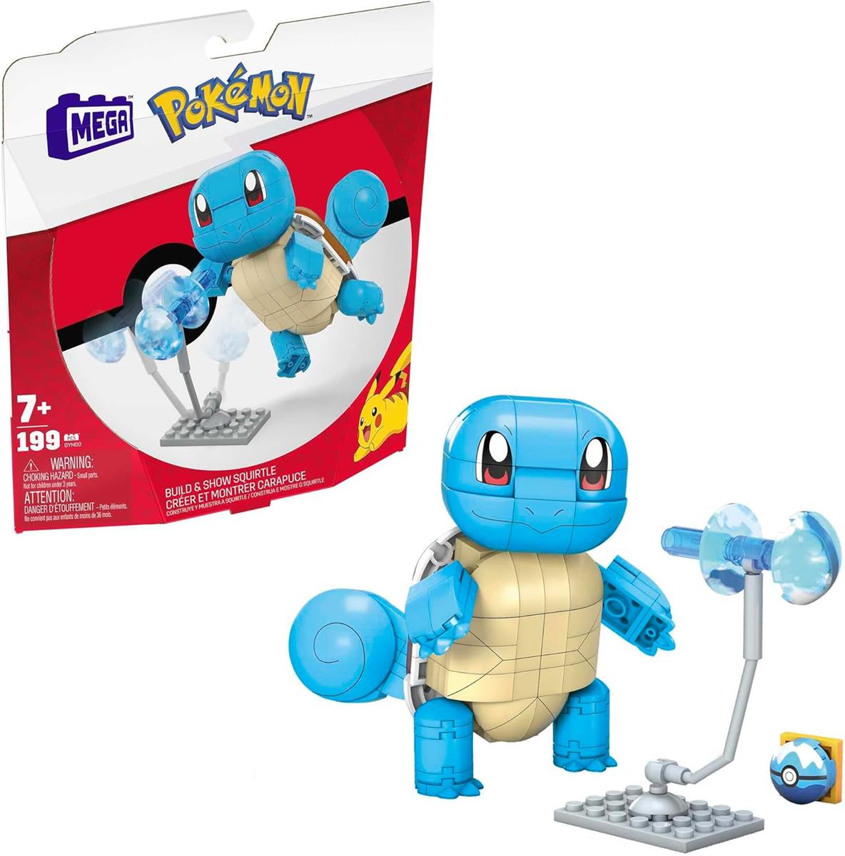 MEGA POKÉMON Bauset - bewegliche Schiggy-Figur, Pokéball und 199 kompatible Bausteine für authentische Kampfeffekte, ab 6 Jahren, GYH00