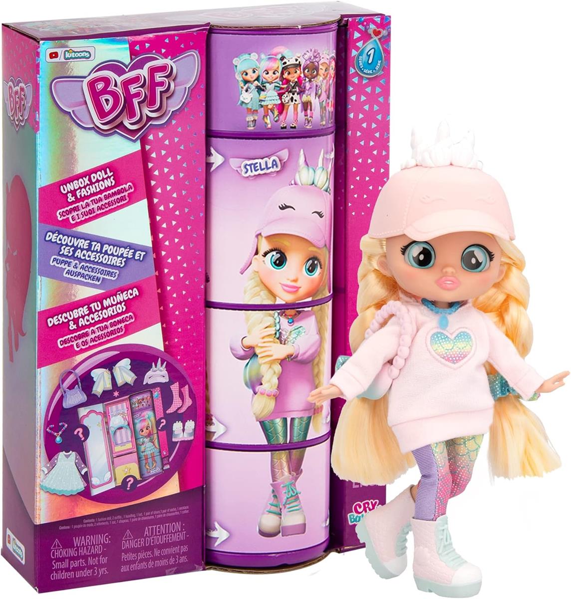 BFF Babys Papageien Stella | Sammlerbare modische Puppe mit Langen Haaren, Stoffkleidung und 9 Zubehör - Spielzeug Geschenk für Mädchen und Jungen +3 Years