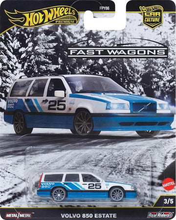 Hot Wheels Premium Car Culture Spielzeugauto im Maßstab 1:64 Druckguss Volvo 850 Kombi Fast Wagons Fahrzeug mit echten Riders Reifen