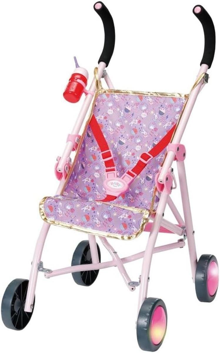 BABY born Happy Birthday Deluxe Buggy, zusammenklappbarer Puppenwagen mit blinkenden Rädern, 829950 Zapf Creation
