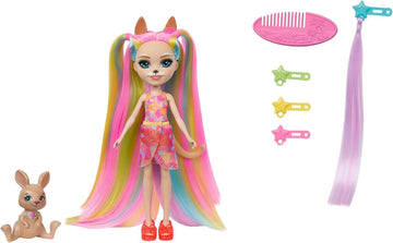 Enchantimals Puppen, Sunshine Beach Deluxe-Hair-Puppe und Tierfreund, kleine Puppe mit abnehmbarem Rock und Zubehör, Geschenke für Kinder, HTJ70
