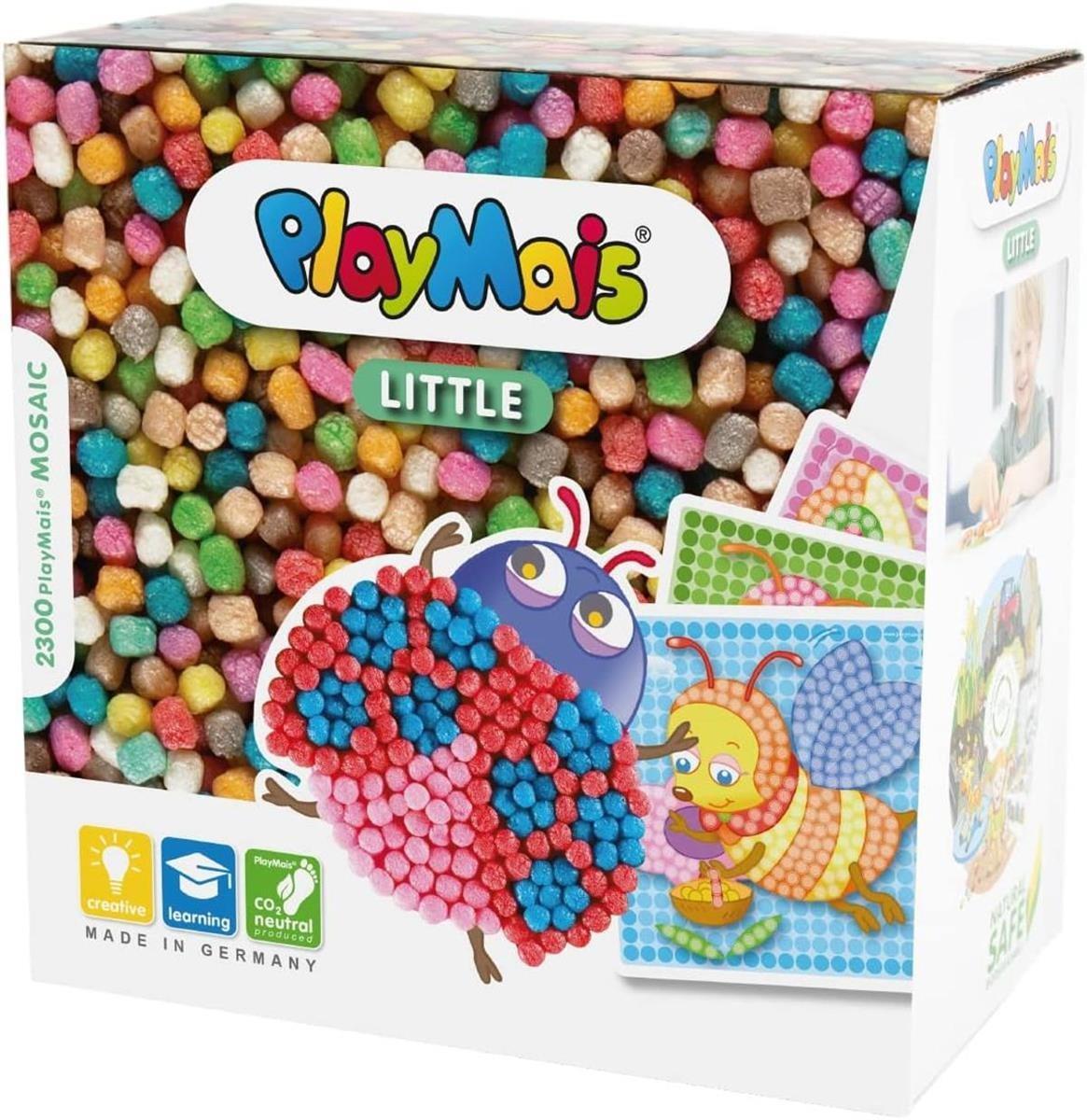 Playmais Mosaik Bastelset Little Bug ab 3 Jahren 2.300 Teile 6 Klebebilder mit Käfer und Biene Spielzeug für Kreativität und Feinmotorik