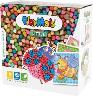 Playmais Mosaik Bastelset Little Bug ab 3 Jahren 2.300 Teile 6 Klebebilder mit Käfer und Biene Spielzeug für Kreativität und Feinmotorik