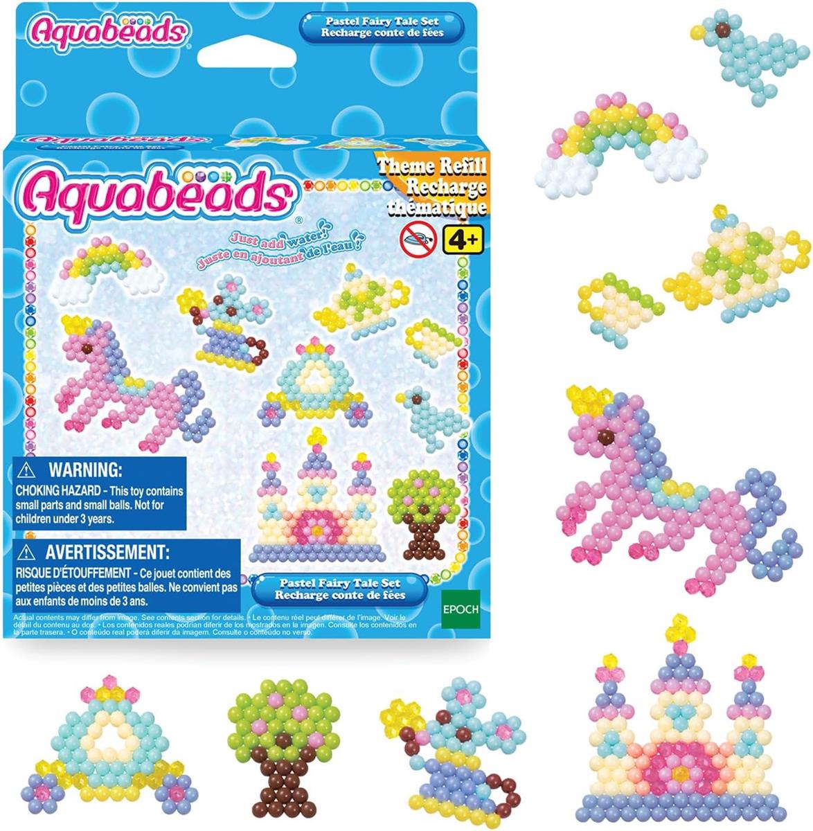 Aquabeads 31506 Pastell Märchenwelt Set - Themen Nachfüllset, Wasserperlen, Bastelspaß für Kinder ab 4 Jahren, ohne Bügeln oder Kleben