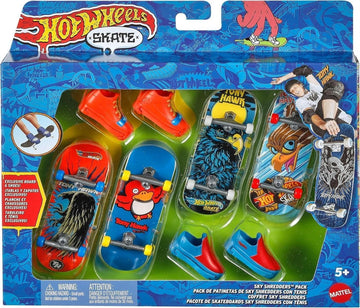 Hot Wheels Skate Tony Hawk Griffbrett & abnehmbare Skateschuhe Multipack, 4 komplett montierte Boards, 2 Paar Skateschuhe, 1 Exklusives Set