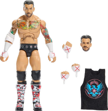 Mattel WWE Elite Collection Top Picks, Set mit Actionfigur und Zubehörteilen, ca. 15 cm große Sammelfigur cm Punk mit Händen und Wrestling-Ausrüstung zu Austauschen (Stile können abweichen), JHV13