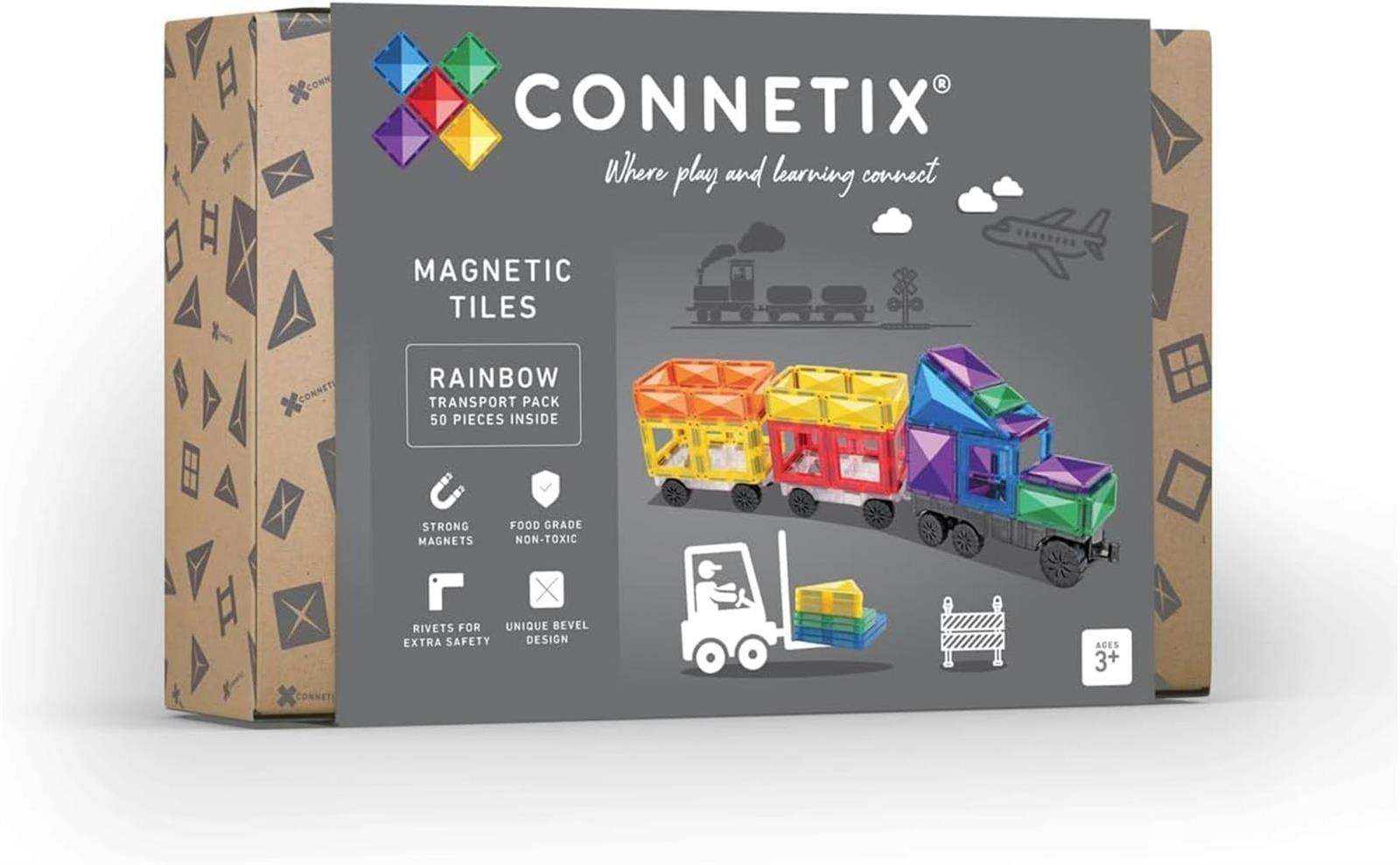 CONNETIX Magnetbausteine Regenbogen Transportieren Packen, 50 Stück