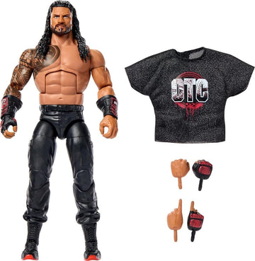 Mattel WWE Elite Actionfigur und Zubehör, Serie #123 Set, ca. 15 cm große Sammelfigur Roman Reigns mit 25 Bewegungspunkten und austauschbaren Händen, JHT62