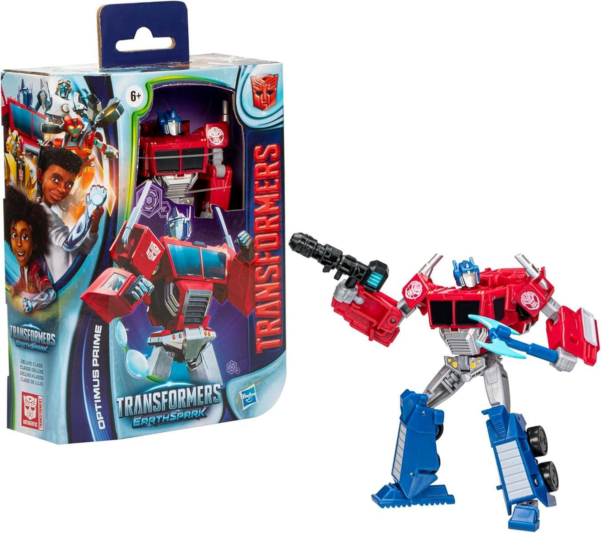 Transformers Spielzeug EarthSpark Deluxe-Klasse Optimus Prime Action-Figur (12,5 cm), Roboterspielzeug für Kinder ab 6