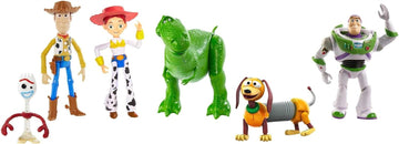 Mattel Disney und Pixar Toy Story 4 Spielset mit Figuren, Ausflugsabenteuer, 6er-Pack mit Woody, Buzz, Rex, Slinky, Jessie und Forky GDL54