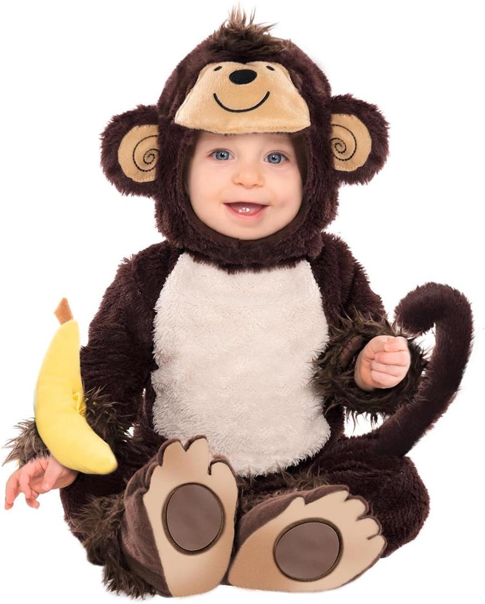 amscan 9908445 Kinderkostüm Affe Zoo Alter 18-24 Monate Unisex-Kinder Braun Karneval Fasching Größe 92