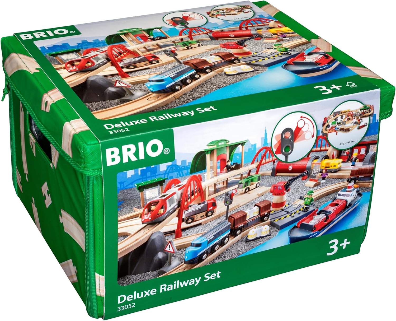 BRIO World 33052 Straßen & Schienen Bahn Set Deluxe - Straßen & Schienen Eisenbahn - Kleinkindspielzeug empfohlen für Kinder ab 3 Jahren