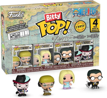 Funko Bitty POP! 4 Pack: One Piece - Usopp, Kaya, Kuro, Mystery Mini Figure - 1 in 6 Chance of Receiving the Rare Chase Variant - Styles May Vary - 0,9 Zoll (2,2 cm) Sammelbar - Geschenkidee | 1 von 6 Chance auf seltene Chase-Variante, Stile können variie