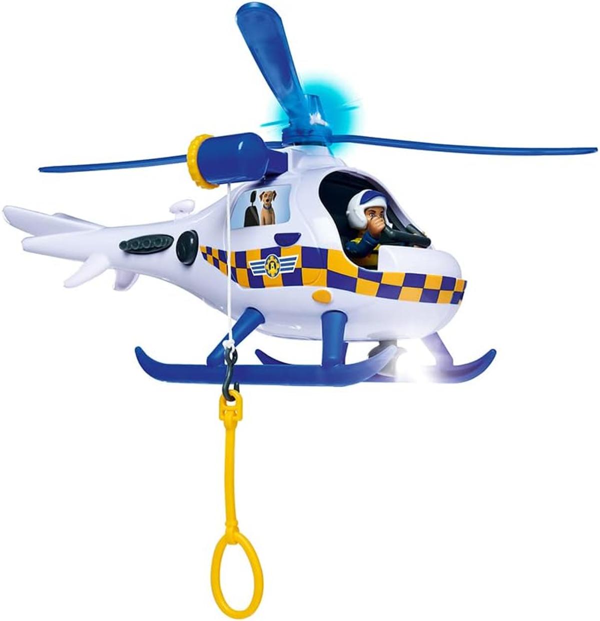 Simba - Feuerwehrmann Sam – Hubschrauber Polizei – Funktionen Sound und Licht – Figuren Rosa + Radar – Batterien enthalten – ab 3 Jahren – 109252537038