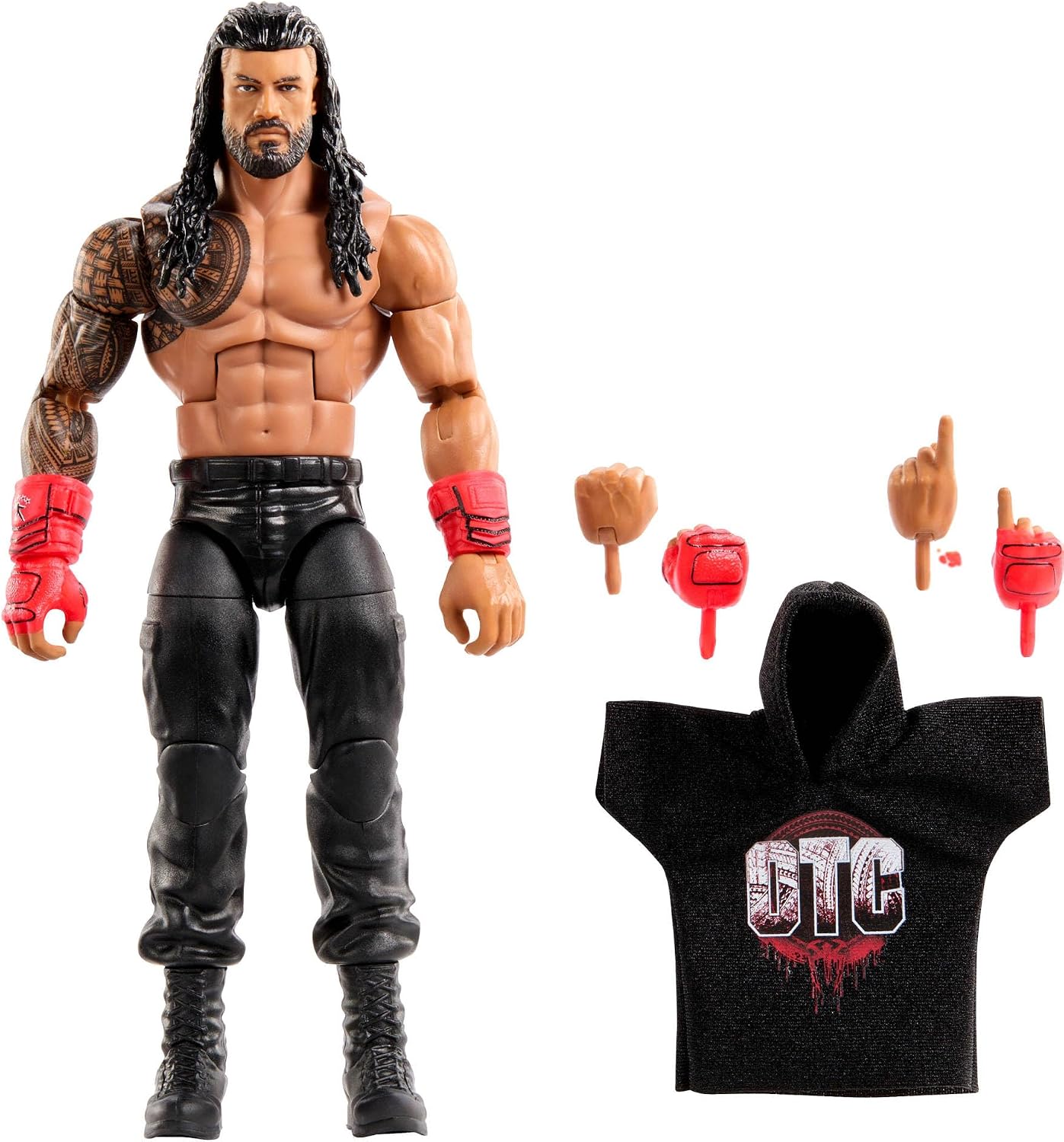 Mattel WWE Elite Actionfigur und Zubehör, Serie #120, ca. 15 cm große Sammelfigur Roman Reigns mit 25 Bewegungspunkten und austauschbaren Händen, JCJ30,