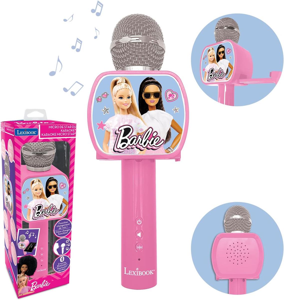 Lexibook Barbie, Bluetooth-Mikrofon mit Stimmwechselfunktion, inkl. Telefonhalter, eingebauter Lautsprecher, Rosa, MIC240BB