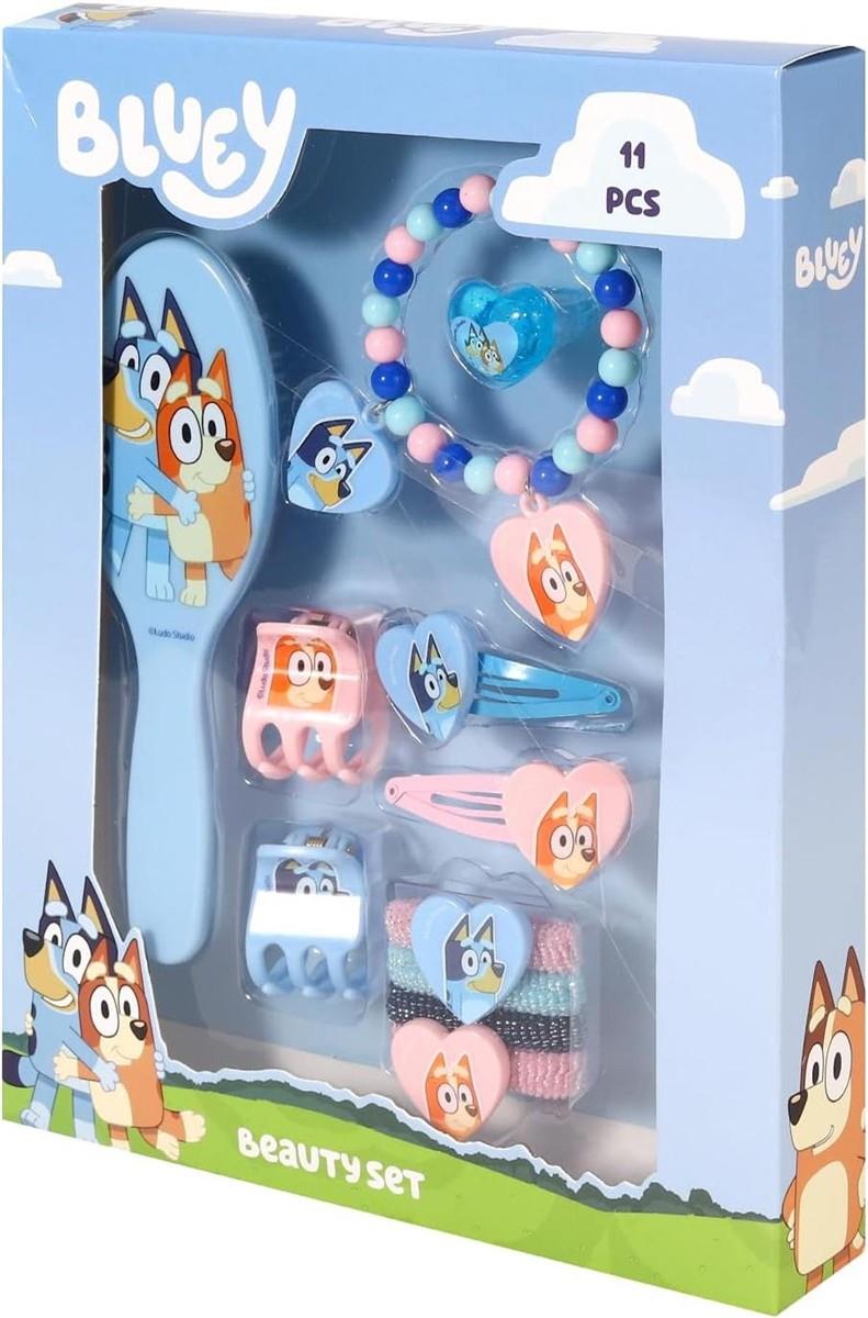 Bluey 11-teiliges Haarschmuck-Set für Mädchen und Kinder, Haar-Accessoires, Clips, Kammbänder und Schönheitsset