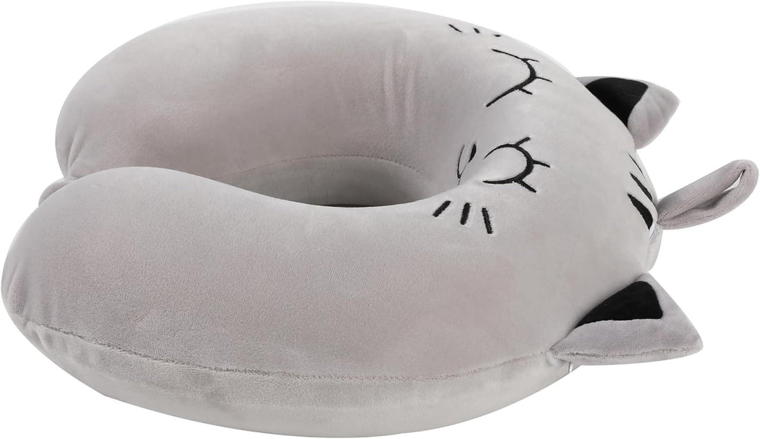 I-TOTAL® Reisekissen Nackenkissen weich für Nackenstützen Motiv graue Katze