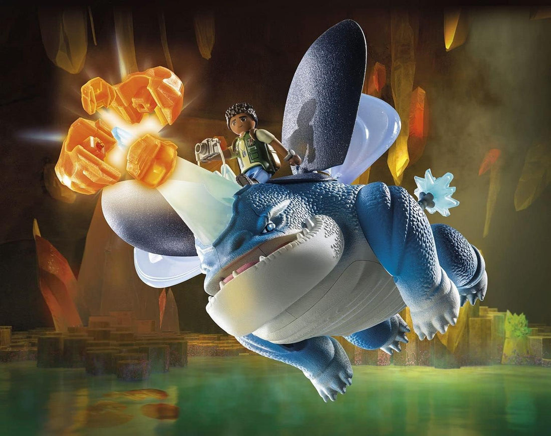 PLAYMOBIL DreamWorks Dragons 71082 Dragons: The Nine Realms - Plowhorn & D'Angelo, Dragons-Figur und Spielzeug-Drache mit Hörnern, Spielzeug für Kinder ab 4 Jahren