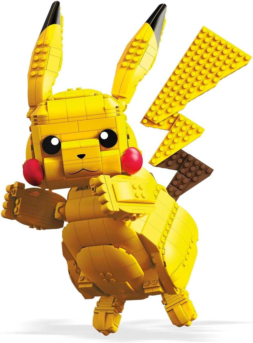 Mega Pokémon Figuren, Jumbo Pikachu Figur zum Zusammenbauen, Höhe: 30cm, bewegliche Beine/Arme/Ohren und Schweif, Pokémon Spielzeug, Spielzeug ab 6 Jahre, FVK81