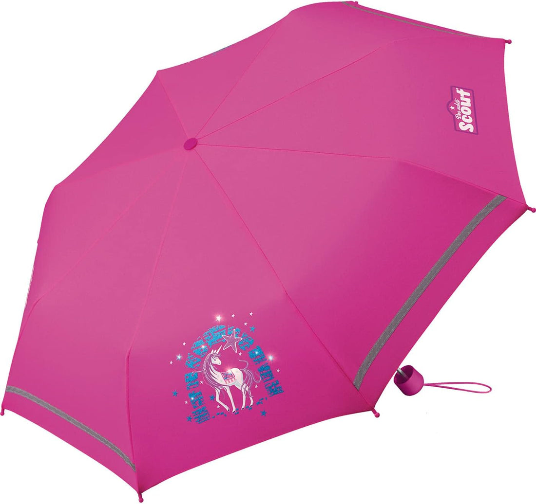 Scout Kinder-Taschenschirm mit reflektierenden Streifen Lilac Unicorn