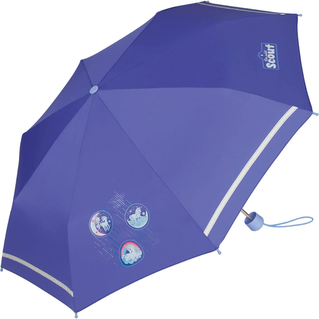 Scout Kinder-Taschenschirm mit reflektierenden Streifen Lila Luna