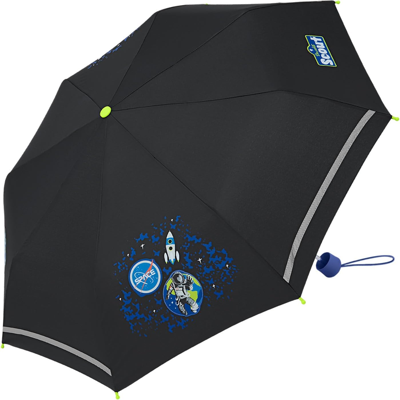 Scout Kinder-Taschenschirm mit reflektierenden Streifen Black Galaxy